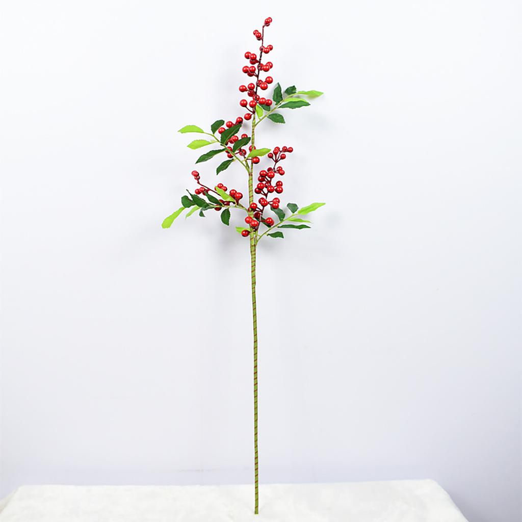 4 Branch Artificial Foam Red Berry Fruit Faux Wealth Plant Home Wedding Decoration Fake Flower Arrangement