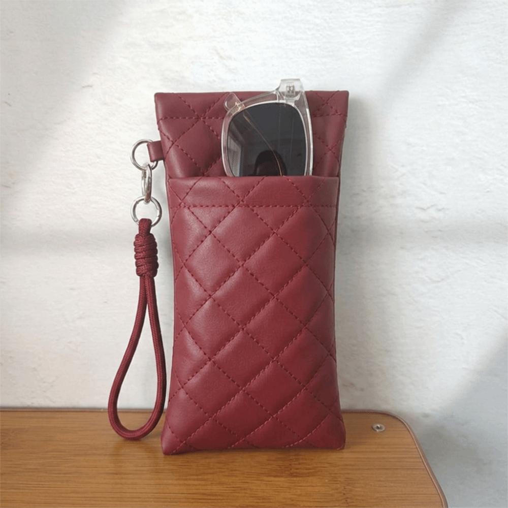 Double-layer Glasses Bag Grid Pattern Sunglasses Case Sunglasses Storage Bag Eyewear Accessories