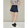 INMAN Retro High-Waisted Pleated Denim Short Skirt with Contrast Stitching