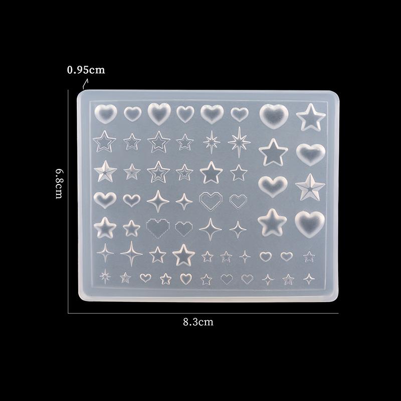 Starburst Star Heart Bow Tie Jellyfish Shell Flower Snowflakes Bowknot Nail Art Accessories Silicone Carving Mold Mould Template