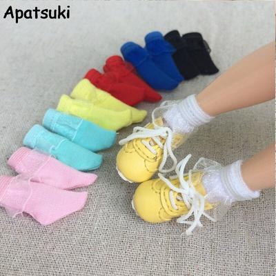5pairs/lot Handmade Lace Short Socks for Barbie AZONE 1:6 Doll Sock For Blythe Solid Color Socks For Barbie Momoko OB 1/6 Doll