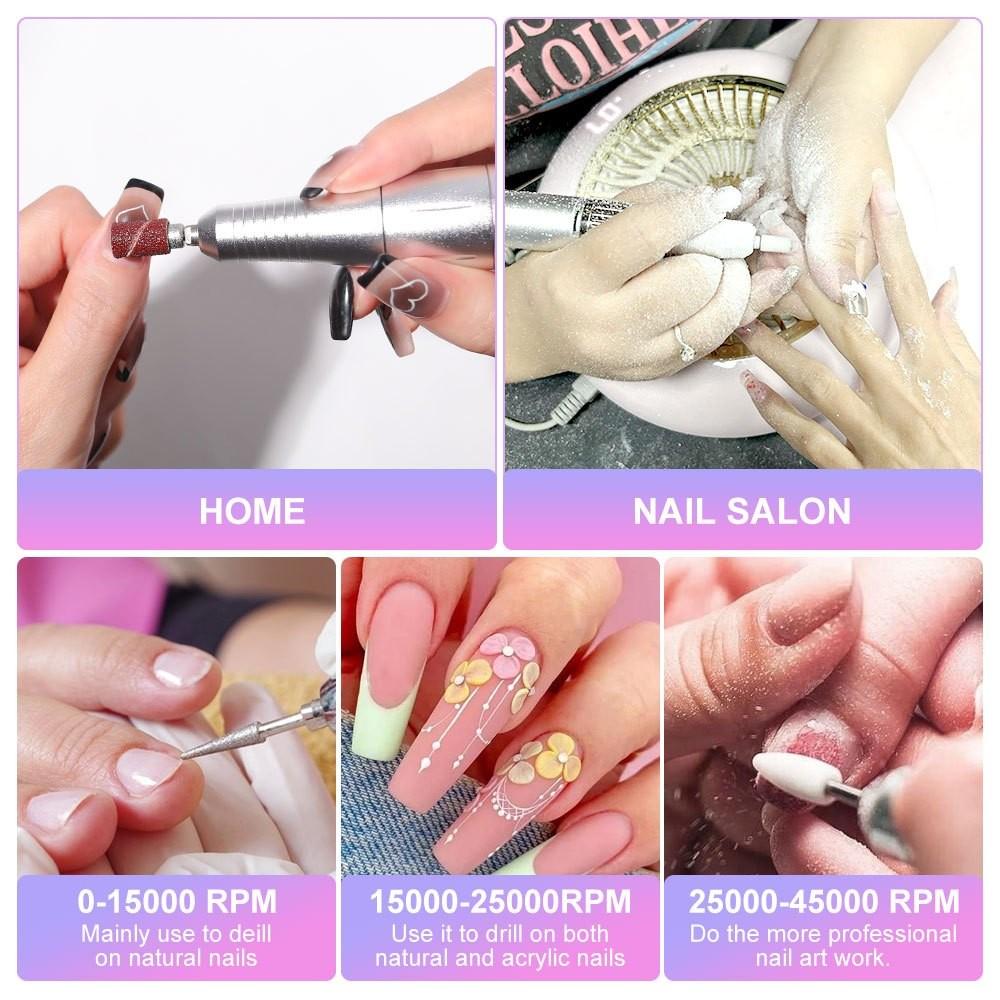 45000RPM Portable Electric Nail File Machine Nail Polishing Tool Rechargeable Professional Manicure Drill Kit