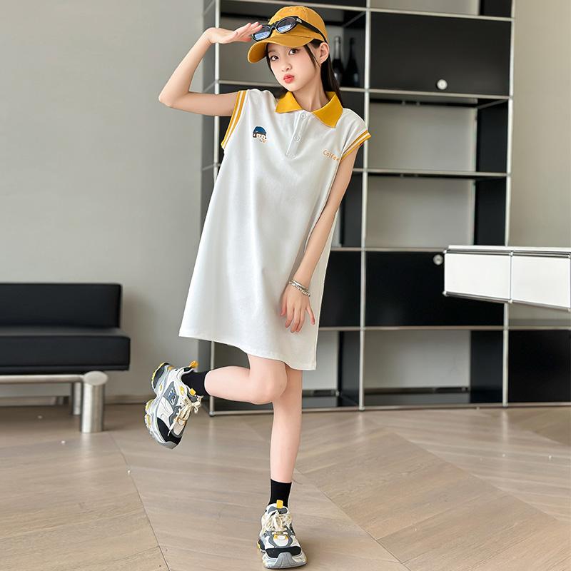 Girls' Summer Dress, New Style, Girls' Summer Dopamine Outfit, Girls' Summer Dress, POLO Skirt, Thin Version