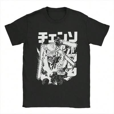 Anime Warrior Denji T Shirts Unisex's Cotton Vintage T-Shirt Round Neck Tee Shirt Short Sleeve Clothes 6XL