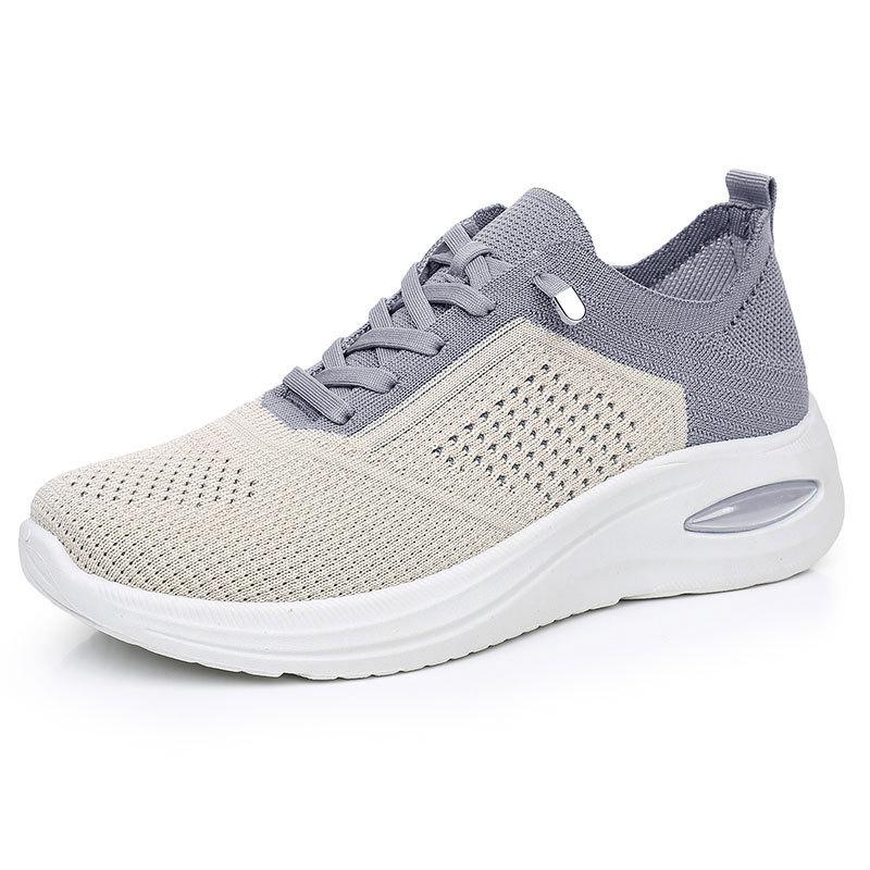 

Fashion 2025Lace-up Casual Women s Shoes Non Slip Soft Soled Sports Shoes Women Breathable Mesh Height Increase Vulcanize Shoes 36 сірий колір