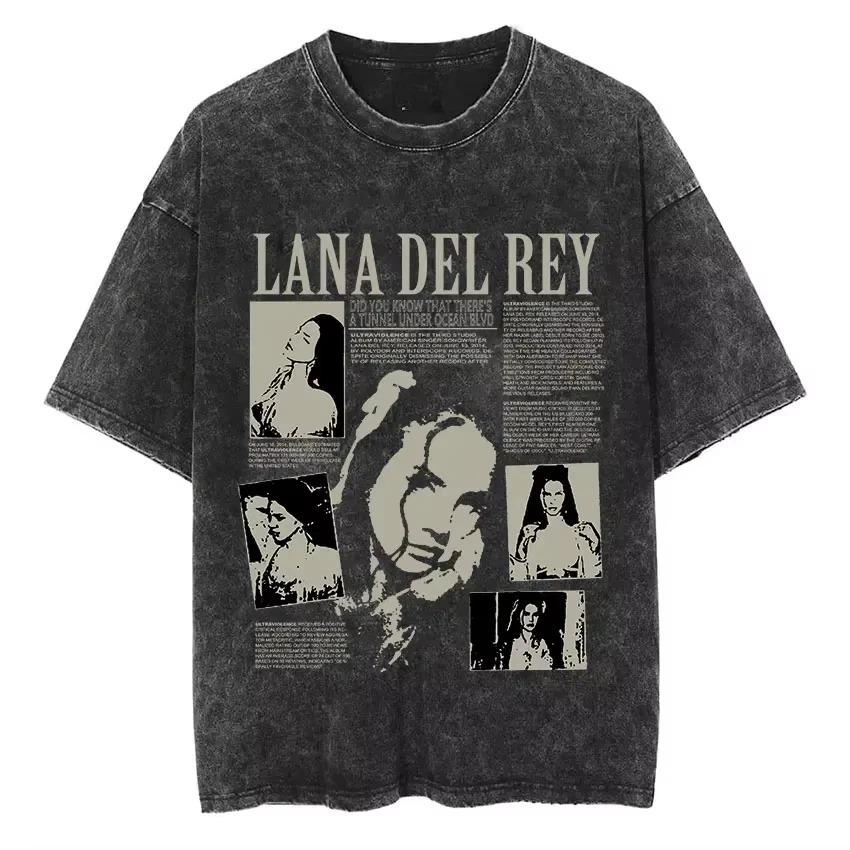 Lana Del Rey Ldr Tričko s grafickým potiskem a vintage praním Retro styl Krátký rukáv Pánské Dámské Oversized Trička Streetwear
