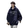 Letter Hooded Sweater Men's Autumn and Winter New Hat Rope Design Loose Fleece Thickened Coat