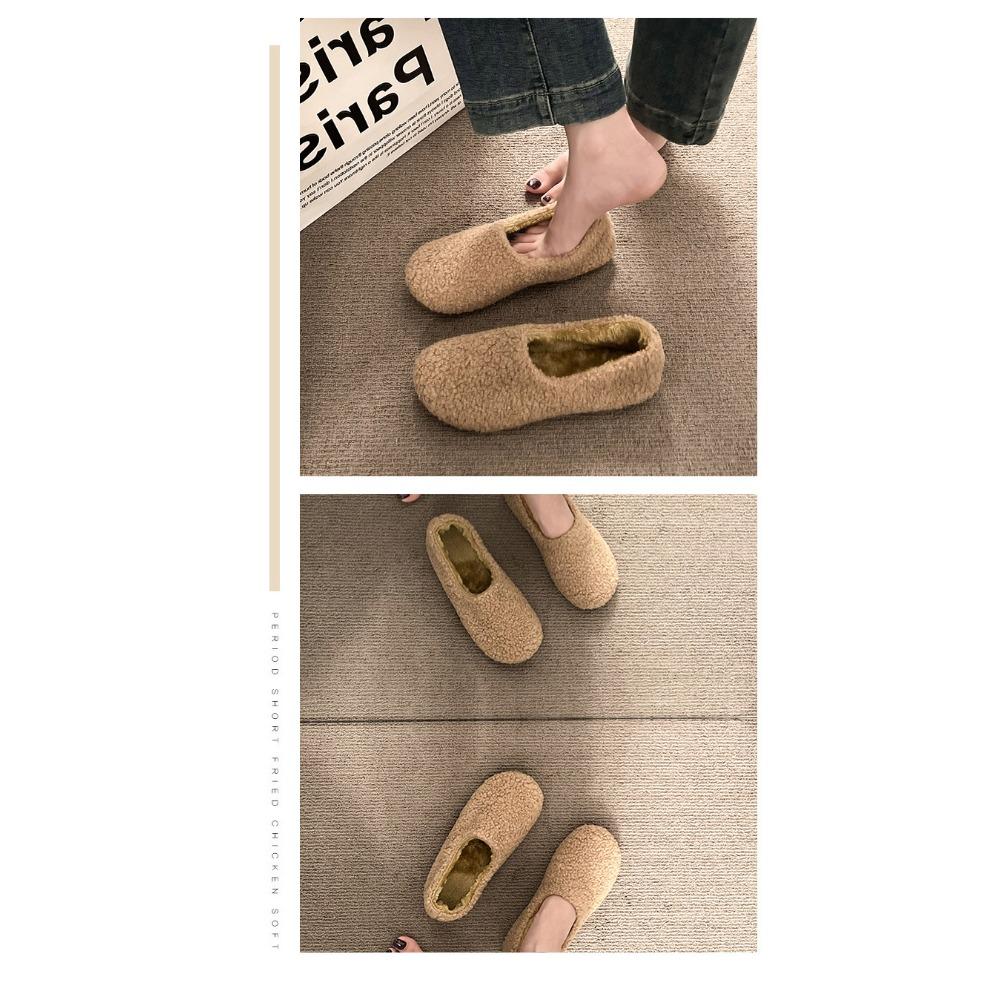 JMXD-Winter Women’s Plush Platform Slippers: Cozy Shearling Lined Indoor Outdoor Shoes Non-Slip Sole Warm Fuzzy Booties Slip On Fashion