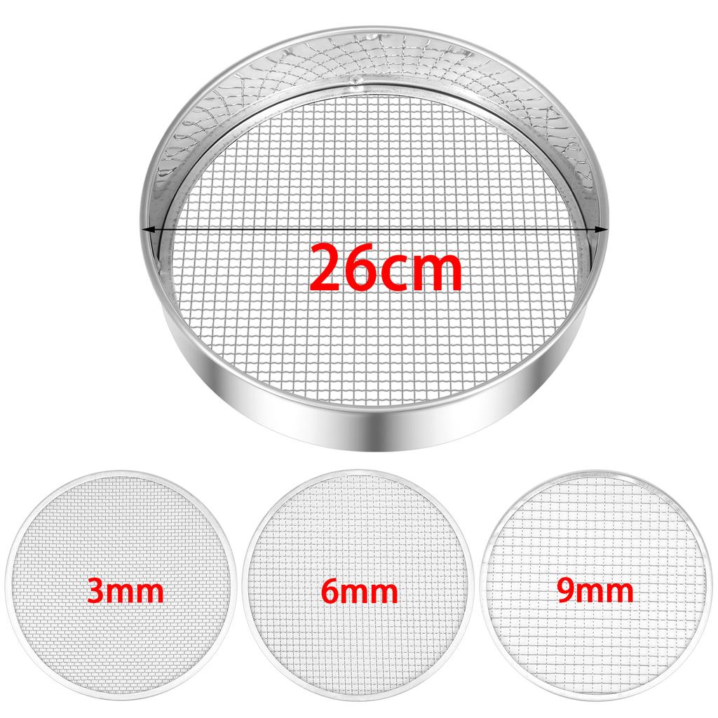 4Pcs Soil Sieves Mesh Set Round Stainless Steel Garden Soil Stone Filtration Kitchen Flour Powder Filter Screen Soil Strainer