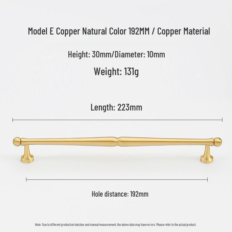 French Light Luxury Gold Brass Drawer Pull Handle