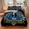 3pcs Enchanted Elegance Peacock Printed Quilt Set - Includes 1 Quilt Cover and 2 Pillowcases, Machine Washable - Suitable for All Seasons.J037