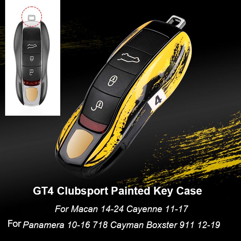 Pro Porsche Panamera Cayenne Macan 718 Cayman Boxster 911 Taycan 10-25 Auto Zelená Grello Lakovaný Klíčenka Ochranný Kryt