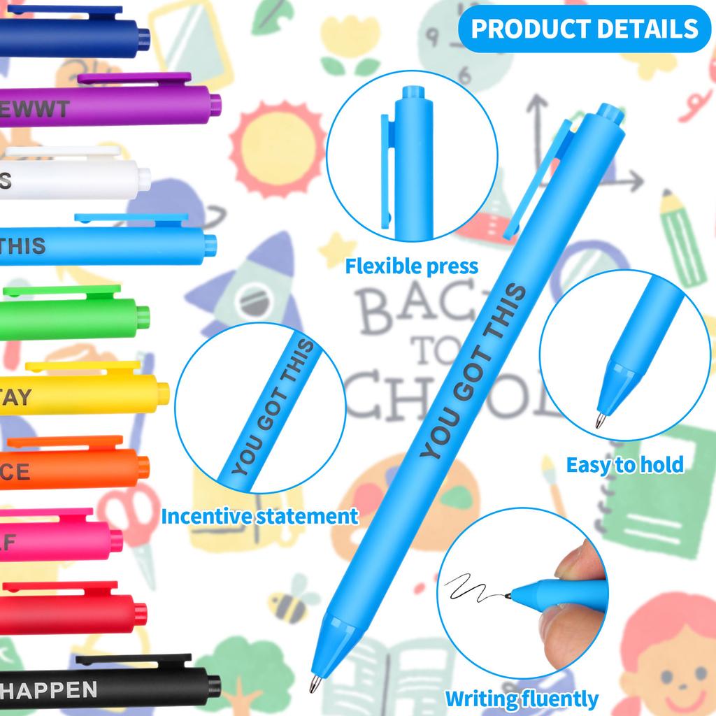 80 Pcs Inspirational Ballpoint Pen Bulk Motivational Quotes Pen Novelty Retractable Stylus Writing Pens Encouraging Black Gel In