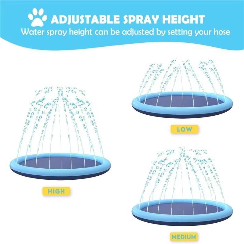Dog Toy Eco-Friendly PVC Dog Swim Bath Pool Cooling Game Non-Slip Mat Foldable Water Splash Sprinkler For Outdoor Water Play Mat
