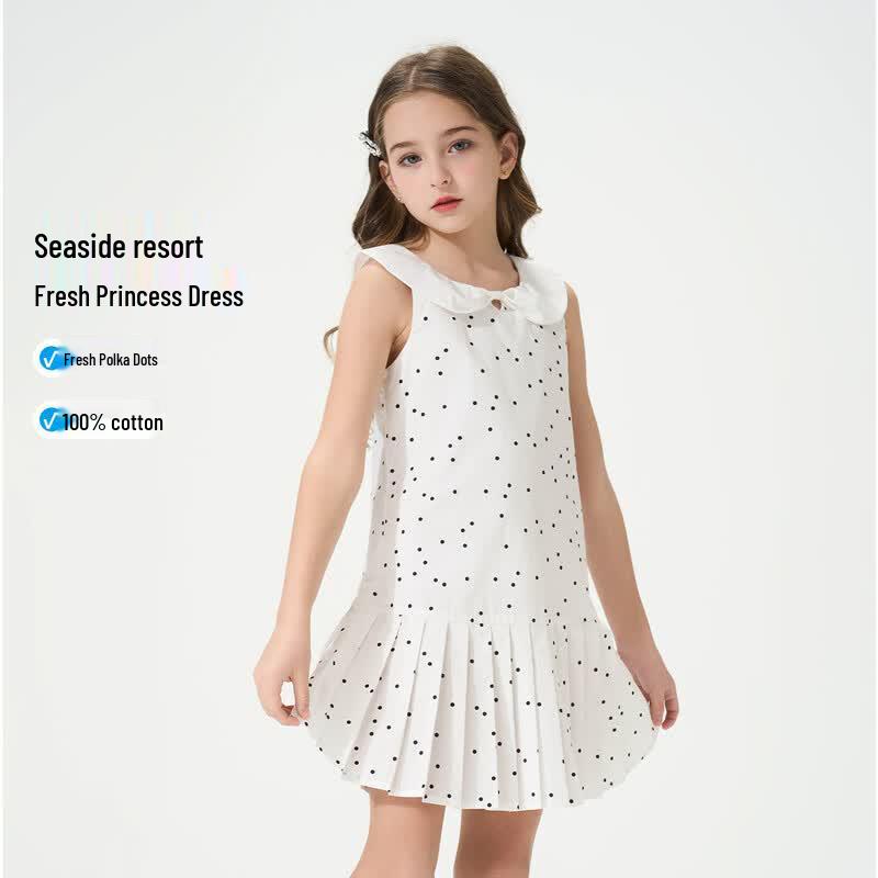 Montagut Girls  Summer Polka Dot Lapel Vest Dress 140