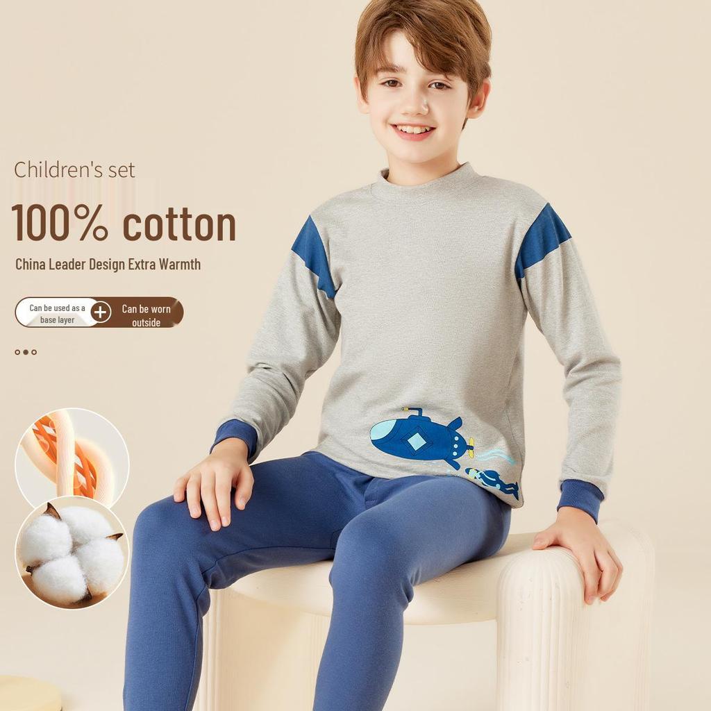 Kids' Autumn-Winter Cotton Thermal Underwear Set – Class A Boys & Girls Pajamas