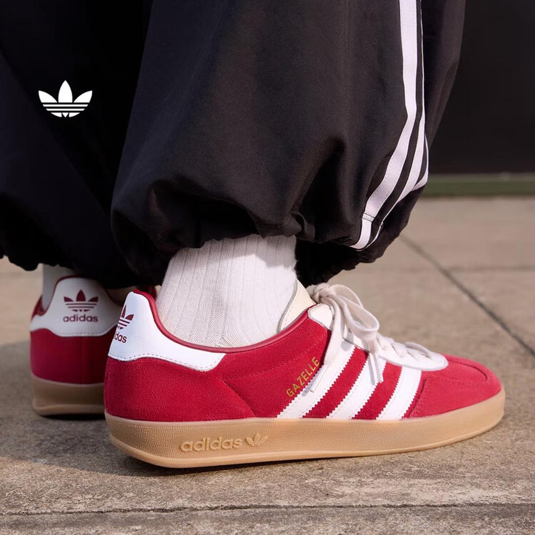 

Adidas T-Head Shoes GAZELLE INDOOR Training Shoes for Men and Women - Adidas Three Leaf Clover IH9652 35.5 красный
