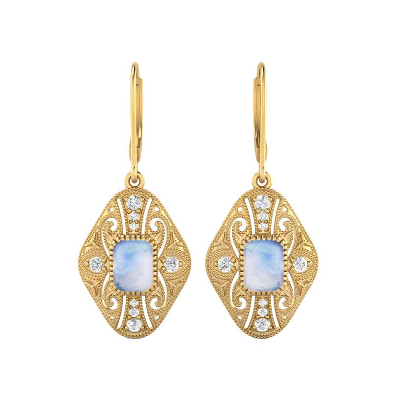 Kolczyki wiszące z filigranem z kamienia księżycowego dla kobiet na ślub - Srebro próby 925