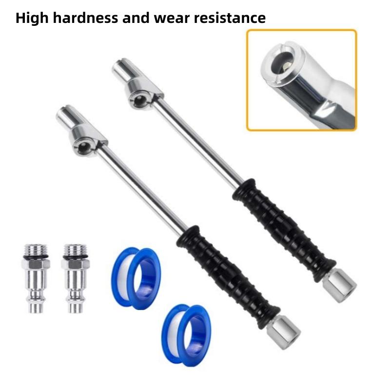 For Tire Inflator Lever Double Head Nozzle Divine with Anti-skid Sleeve Quick Inflator Truck Twin Wheel Drive Lever Divine argento