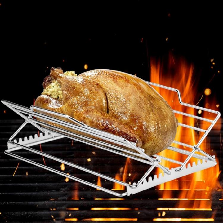 Foldable Stainless Steel Rack for Roasting Steak Ribs Turkey and Chicken Roaster Stand Multifunctional Cooking Supplies