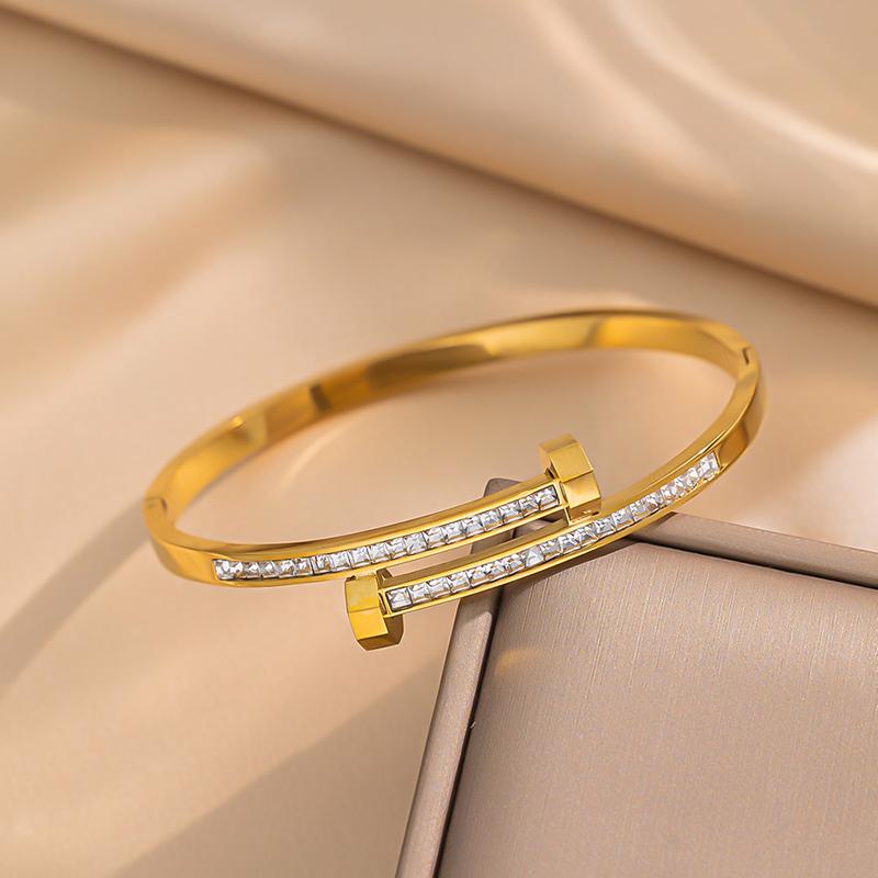 Luxurious Exquisite Nail Decoration Diamond-set Stainless Steel Bracelets Suitable For Daily Travel And Fashion Zircon