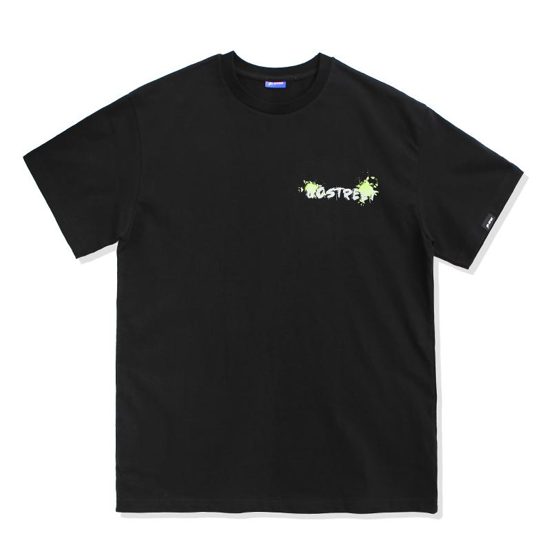 GOSTREET Painted Print Short Sleeve T-Shirt - Black