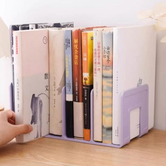 Modern Geometric Bookend Lattice Plastic Desktop Book Holder for Shelves Desk Space-Saving Multi-Purpose Organizer