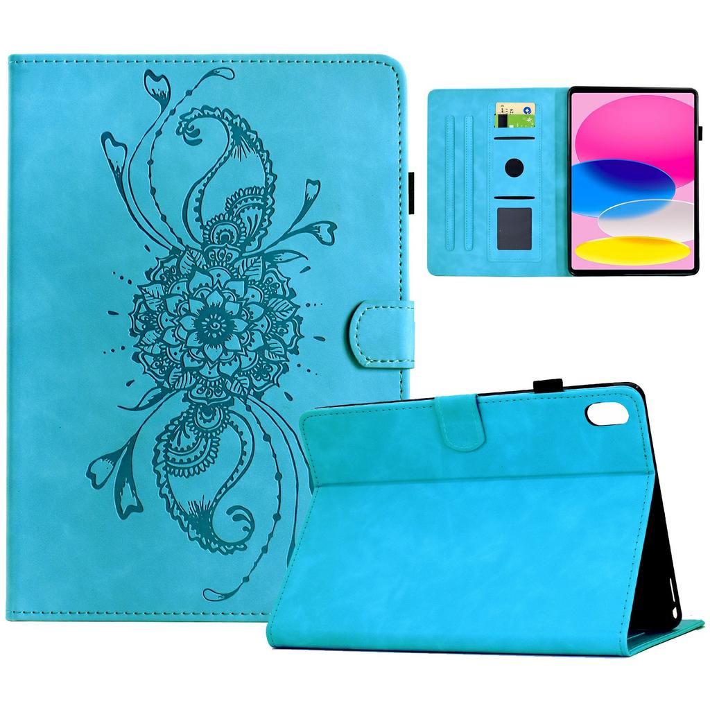 For iPad (2025)/10.9 (2022) Case Mandala Imprinted Leather Tablet Cover with Card Slots