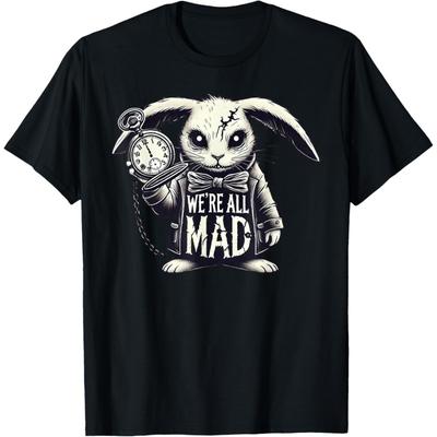 Alice In Wonderland - We're All Mad White Rabbit Mad Hatter T-Shirt