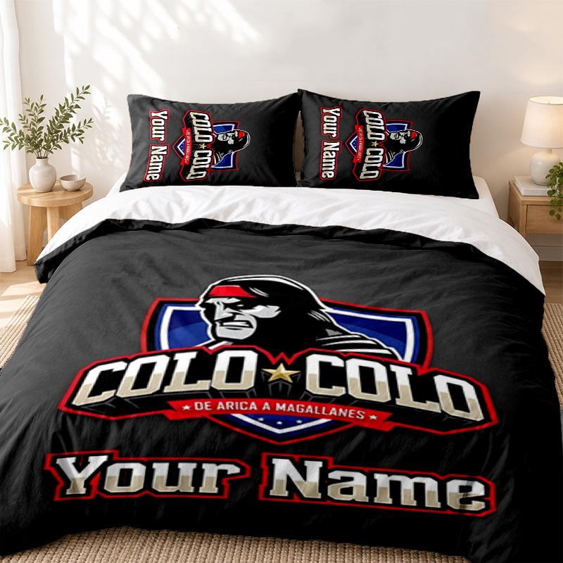 Colo-colo Custom Name 3pc set Perfect for bedroom use Comfortable bedding set includes a duvet cover and two pillowcases Ideal birthday or Christmas g