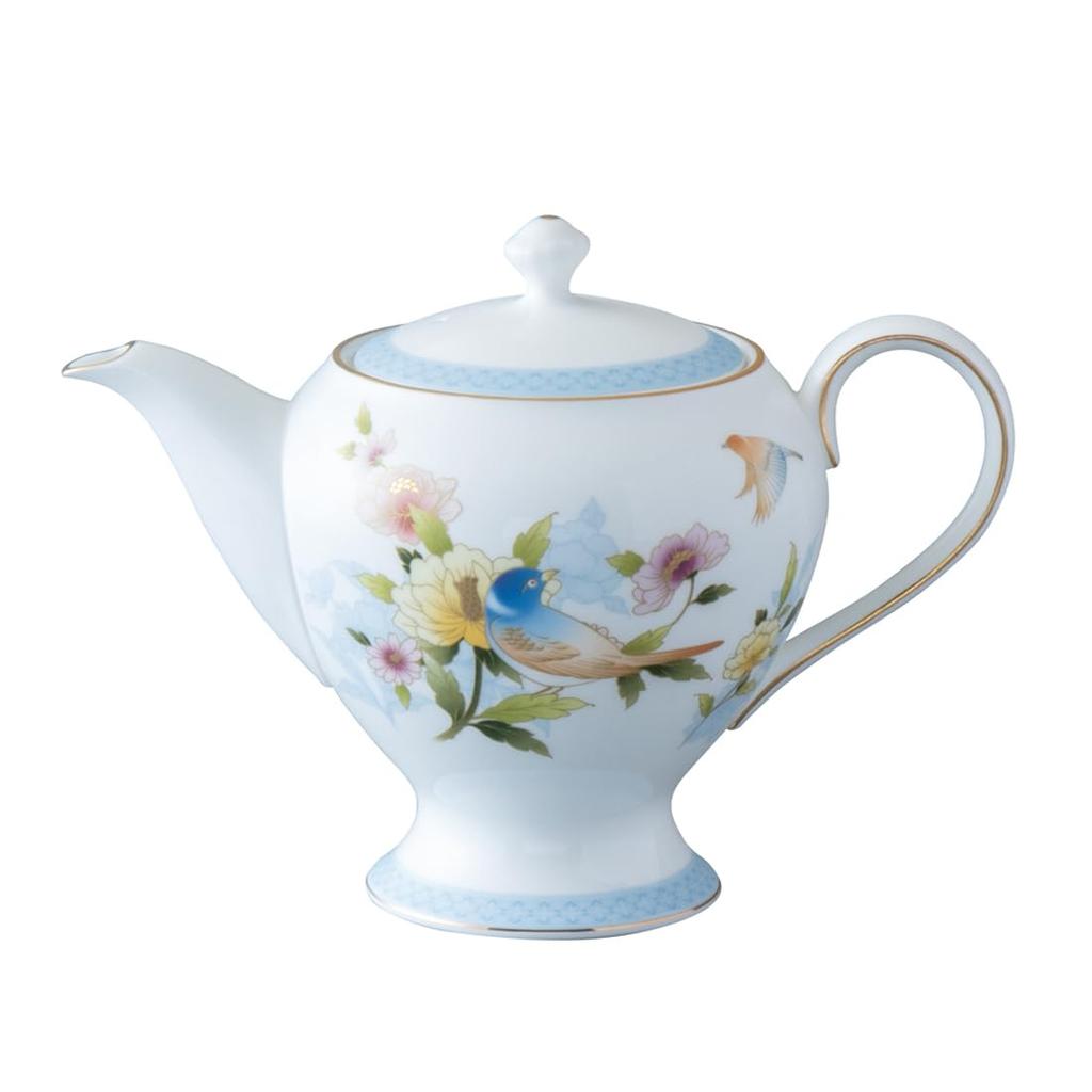 NARUMI Ramage Teapot, 720cc, Blue, Floral Print, Cute and Stylish Ceramic, Gift Boxed, 52468-4717