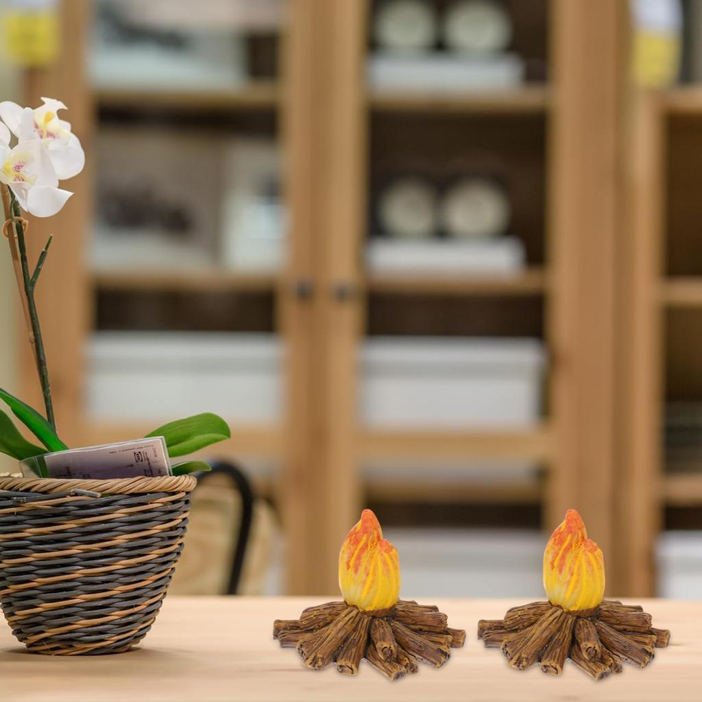 4pcs Miniature Campfire Model Resin Fake Fire Decorations for Garden Bonsai and Party Settings Charming Bonfire Props for DIY Micro Scenes and Unique