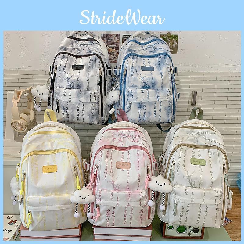 Art Backpack Student With Ink And Wash Print Designs For Teens Daily School Use