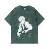275 GSM Washed T-shirts 100% Cotton Demon Slayer V13 Sanemi Print Unisex Heavy Cotton T Shirt