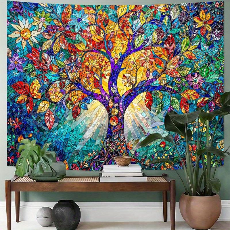 Buntes Baum-Wandteppich-Hintergrundtuch Hängendes Tuch Schlafzimmer Nachttisch Dekorative Wandtuch Miete Studentenwohnheim Wandteppich