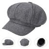 Wide Brim Sunscreen Beret Hat Skin-Touch Retro Octagonal Painter Woolen Hat for Fall Winter