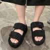 Fashion Fashion Flat Sandals Summer New Round Head Open Toe Crystal with Waterproof Table Anti-slip Wear-resistant Slippers