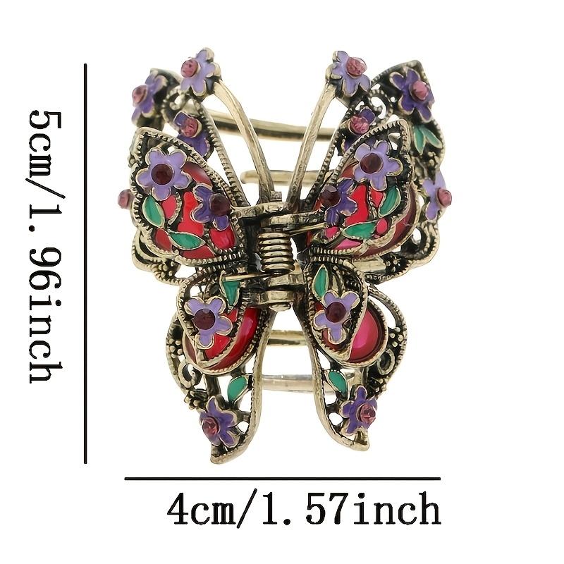 1Pcs Vintage Butterfly Flower Hair Claw Clip for Women, Medium Size Simple Back Head Shark Hair Accessory