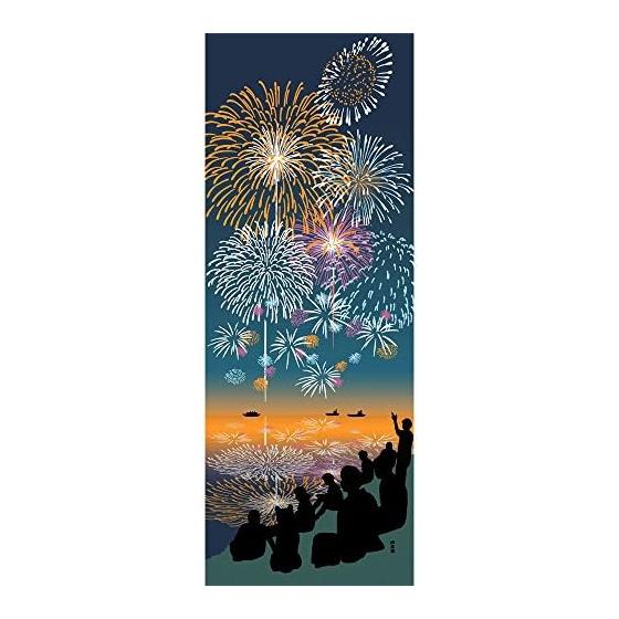 Hamamonyo Tenugui Towel: Looking Up at Giant Fireworks