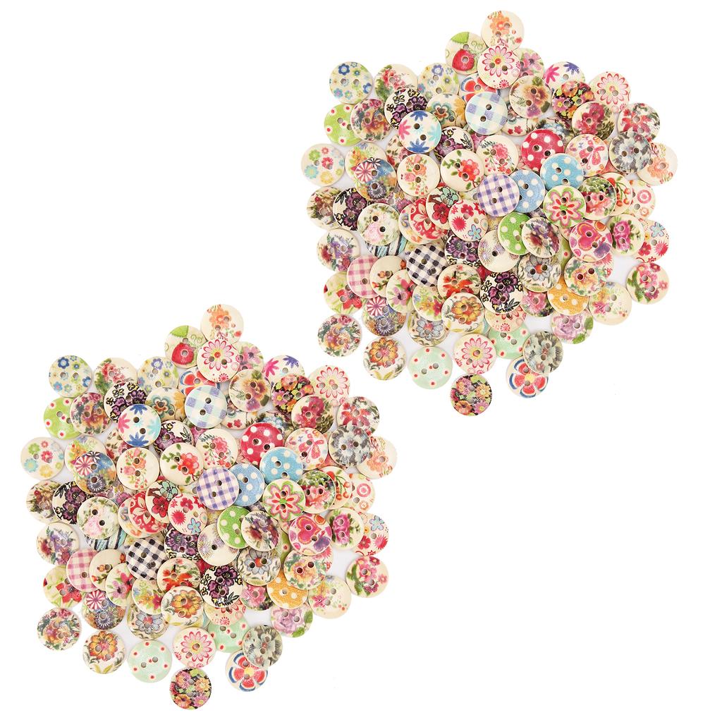 200Pcs Wooden Sewing Buttons 15mm with Assorted Colors for Crafts Making Clothing Sewing