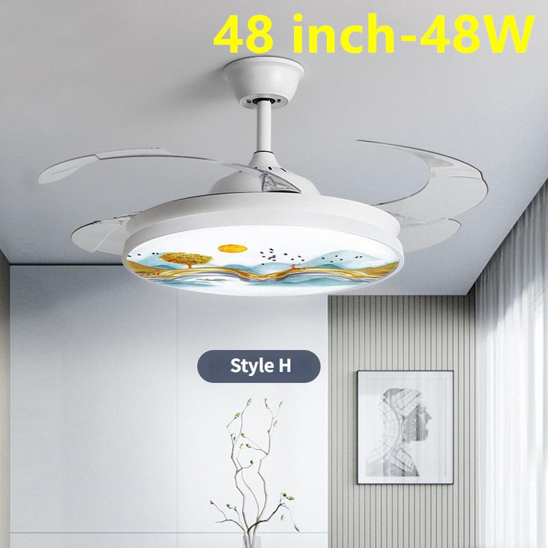 Intelligent Variable Frequency Integrated Ceiling Fan With Light Bedroom Invisible Silent Fan Light Simple Ceiling Fan Lamps With Remote Control