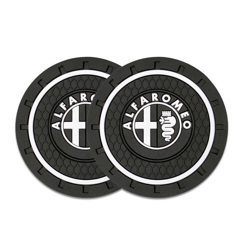 

2026 Hot Alfa Romeo 2pc Car Cup Holder Coaster Non Slip Pad Mat Interior Decor Accessorie For Alfa Romeo Giulia Stelvio Giuliett For Alfa Romeo чёрный