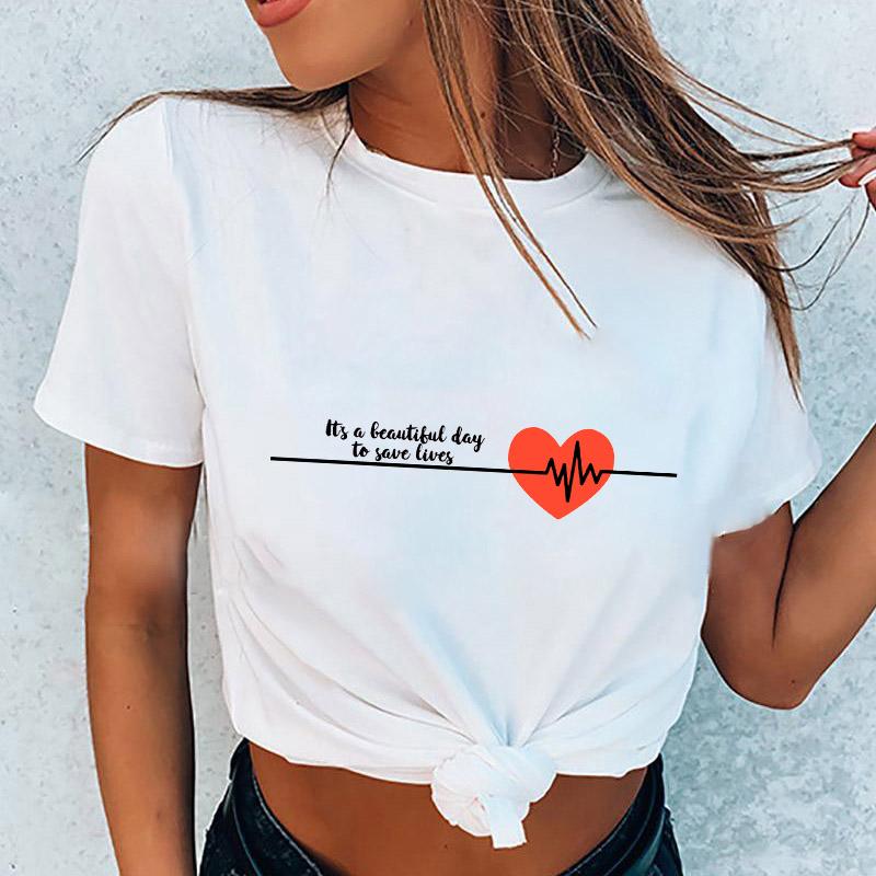It Is A Beautiful Day To Save Lives Women Tshirt Summer Short Sleeve Fashion Print Lady T-Shirts Top Graphic Female Tee T-Shirt