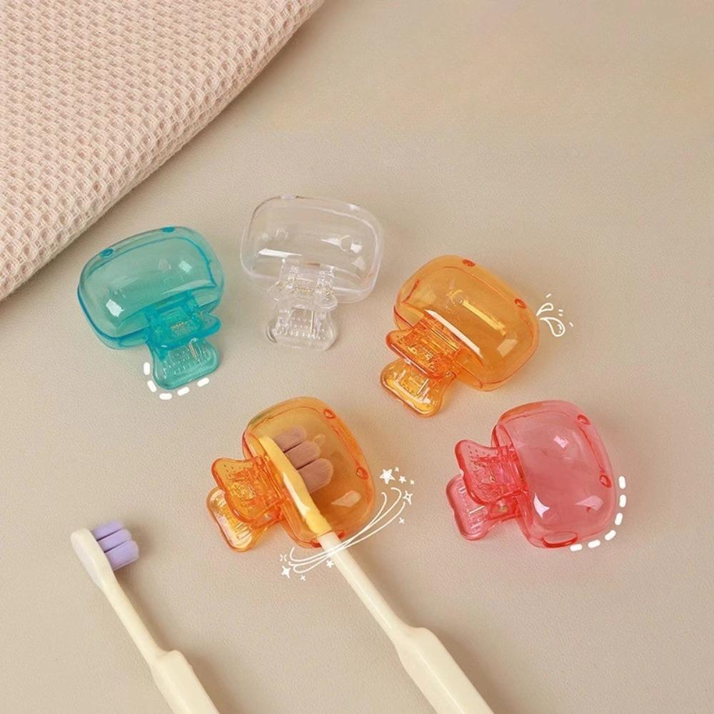 4pcs Portable Toothbrush Head Cover Plastic Protective Toothbrush Storage Rack for Bathroom Home Travel Outdoor Hiking Supplies