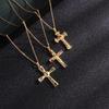 Micro-inlaid Zircon Pendant Copper Electroplated Cross Necklace Women's Titanium Steel Collarbone Chain Jewelry