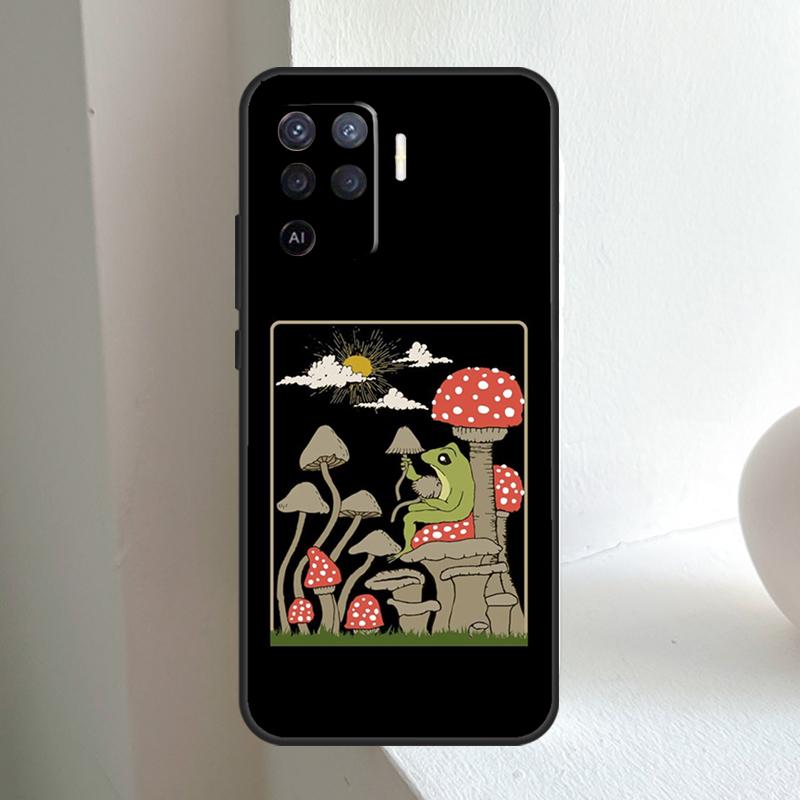 Cottagecore Aesthetic Frog Mushroom For OPPO A6 A5 Pro A15 A17 A77 A16 A76 A96 A18 A38 A58 A78 A98 A54 A74 A94 A40 A60 A80 Case