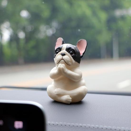 Yoga Meditation Dog Ornament Sitting Pug Figurine Statue Animal Sculpture Indoor Outdoor Garden Home Office Desktop Decoration