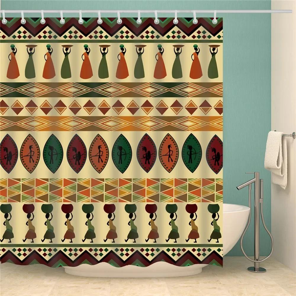 Abstract Geometric Stripes Printing Shower Curtains Home Hotel Bathroom Decoration Bath Curtains Waterproof Bathroom Curtains