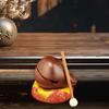 Temple Block Drum Traditional Handcraft Desktop Decoration with Mallet and Cushion Wooden for Office