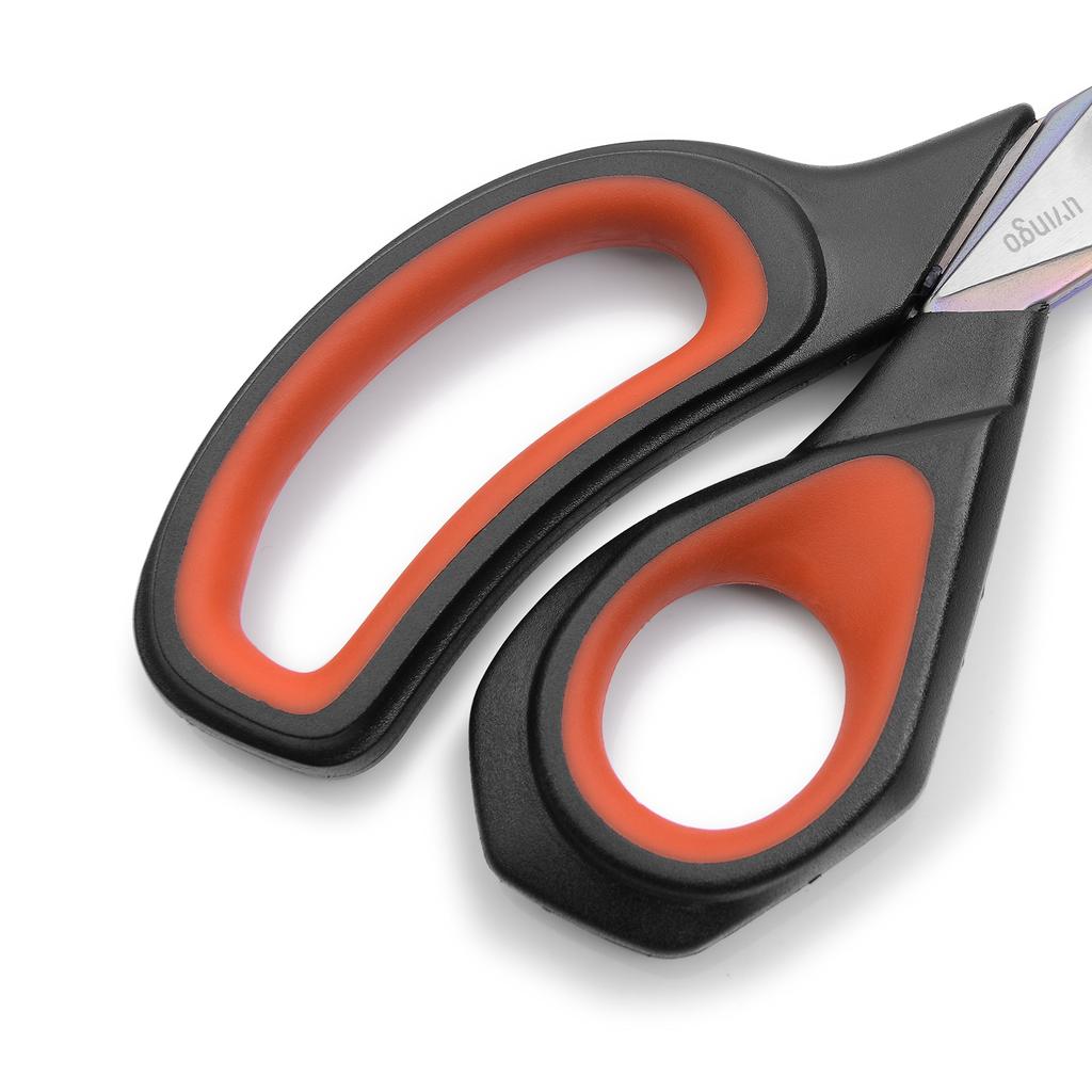 LIVINGO 22cm Fabric Forged Stainless Steel Scissors for and Premium Tailor Scissors with Titanium Coated Sharp and Soft Handles for Office Use